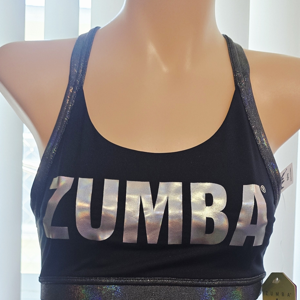 Zumba Fitness Black and Silver Crop Top